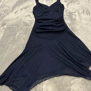 Trixxi Midnight Blue Asymmetrical Dress with Glitter